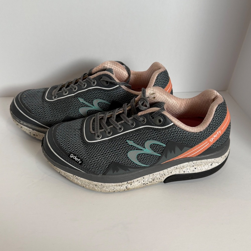 gDefy‎ Kizik Athletic Shoes Women's Gray Pink Mesh Sneakers Comfort Walking
